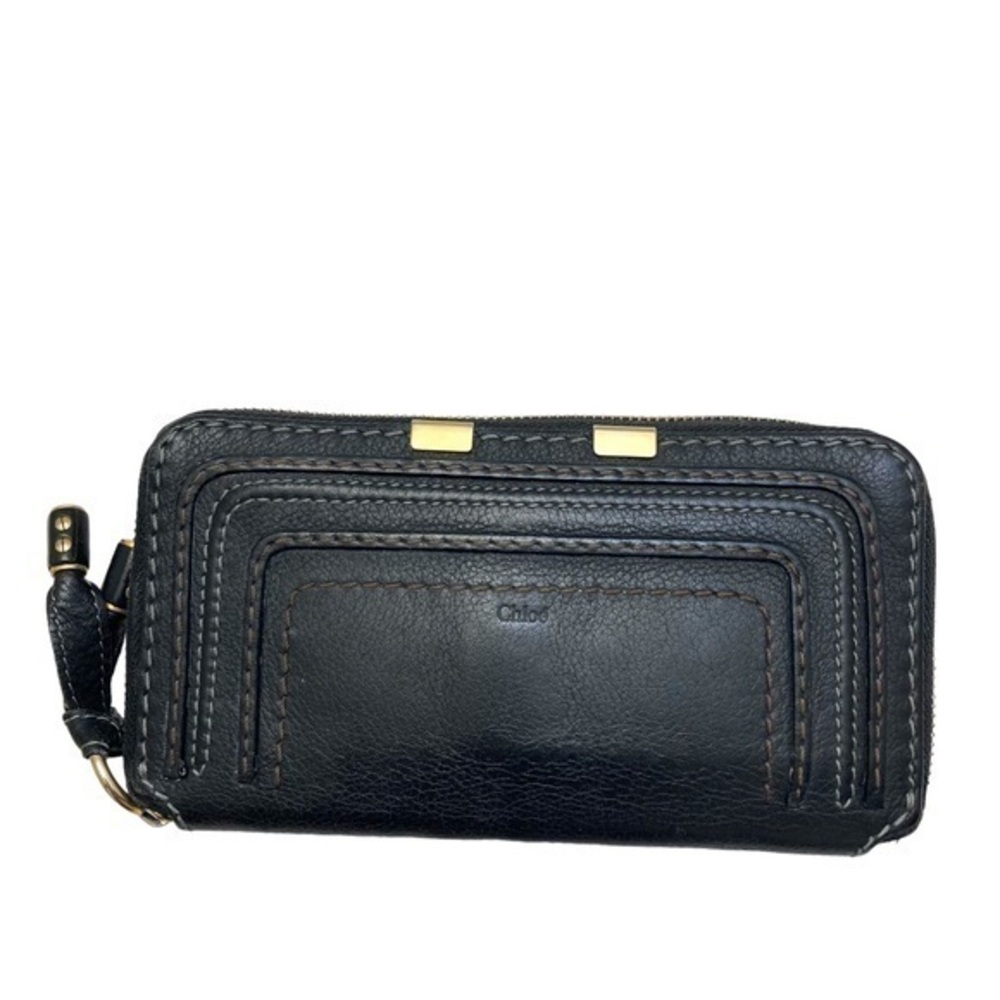 Chloe black leather zipper clutch Marcie wallet